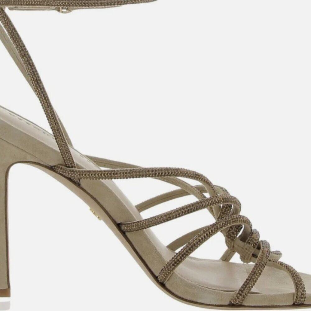 Veronica Beard Strappy Heels Sand Topaz Suede - Picture 4 of 4
